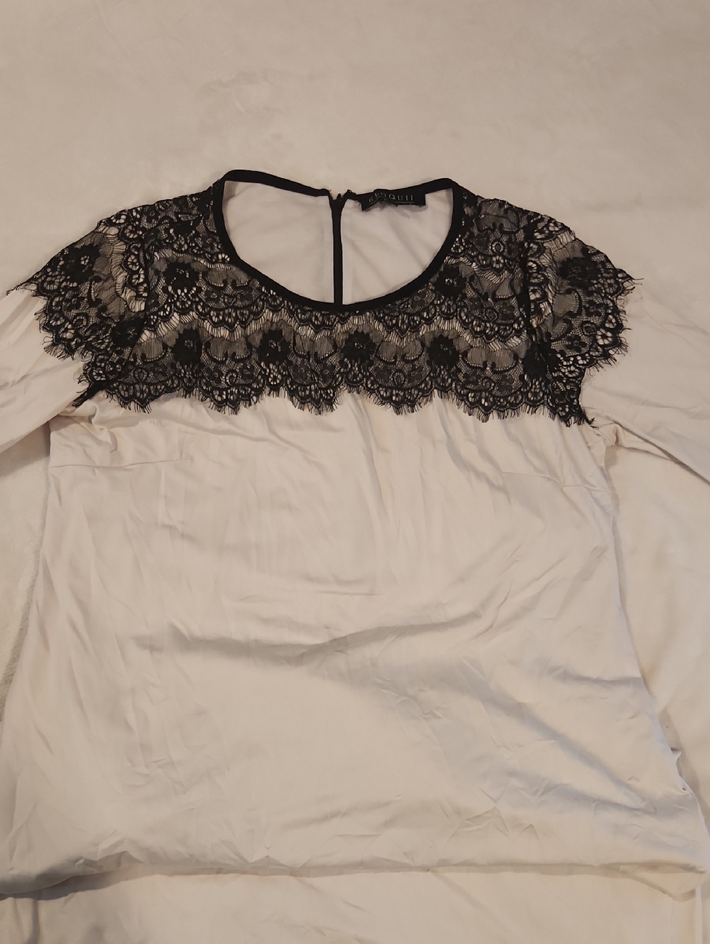 Women's Lace Yoke Dress with Black Trim